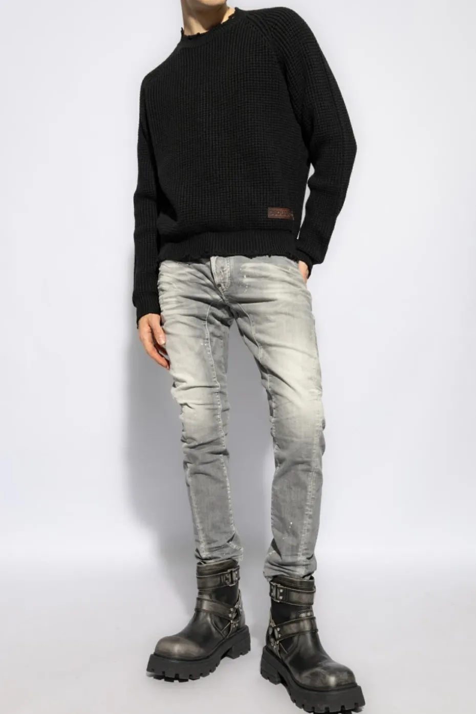 Dsquared2 CZARNY Wełniany sweter