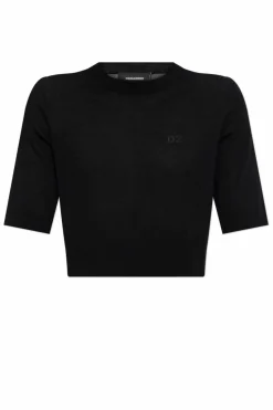 Dsquared2 CZARNY Wełniany top z logo