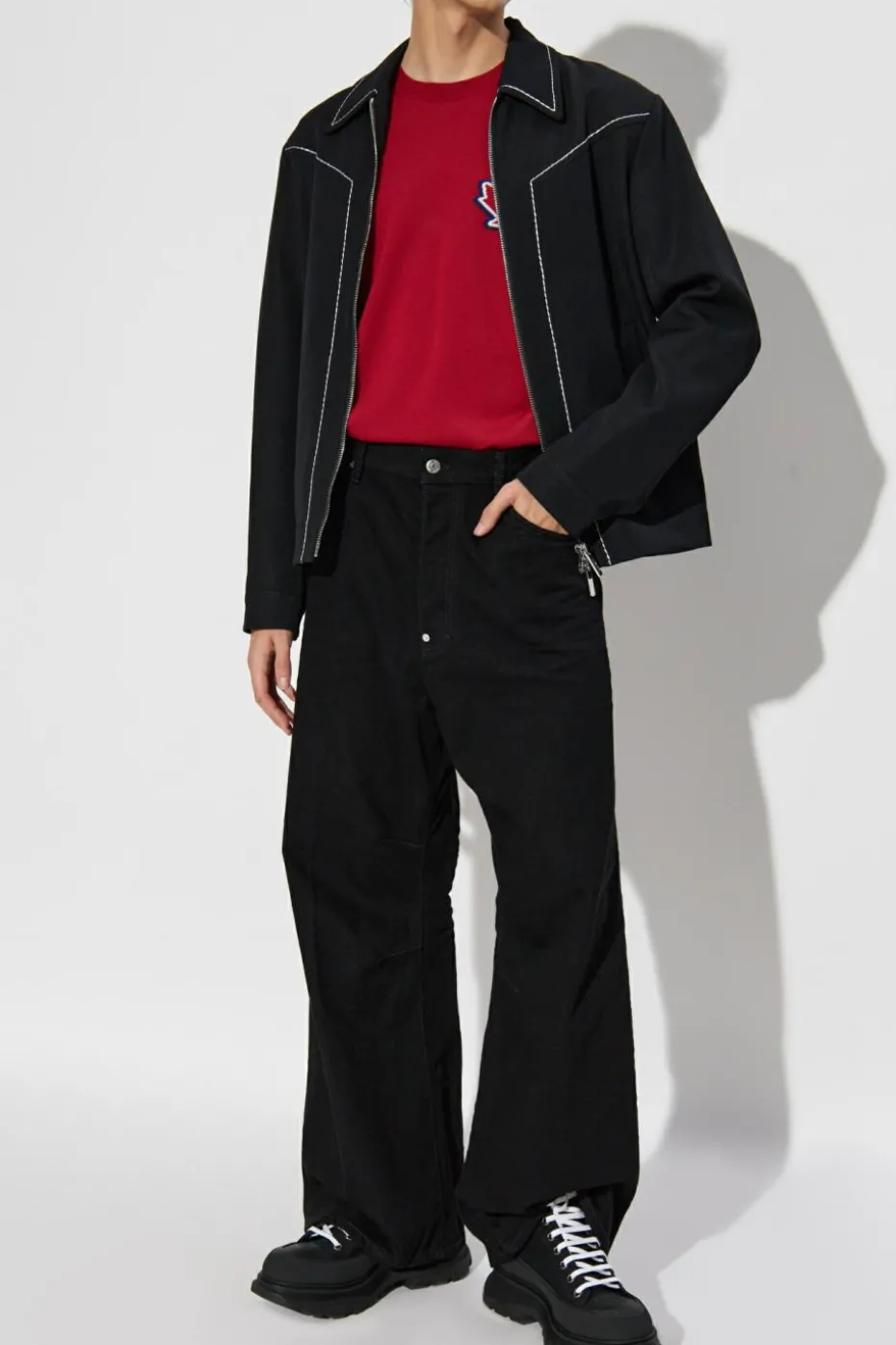 Dsquared2 CZERWONY Wełniany sweter z logo