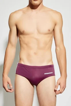 Dsquared2 FIOLETOWY Slipy kąpielowe z logo