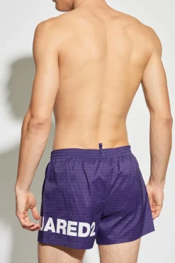 Dsquared2 FIOLETOWY Szorty kąpielowe z monogramem