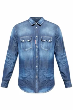 Dsquared2 GRANATOWY Jeansowa koszula
