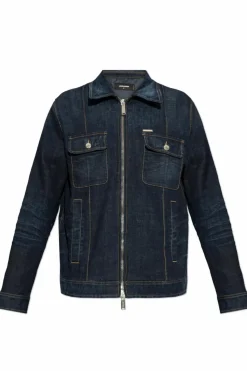 Dsquared2 GRANATOWY Jeansowa kurtka