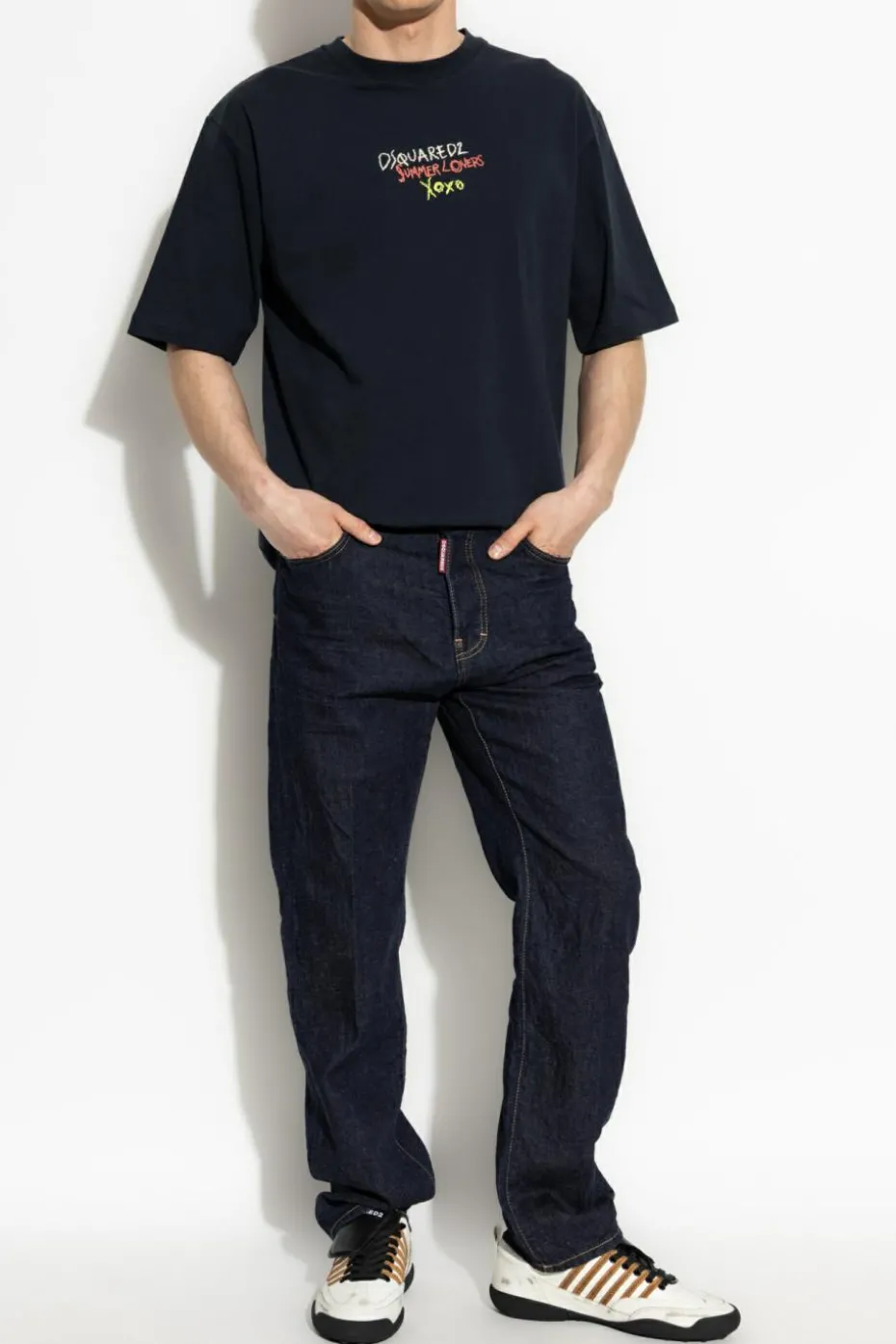 Dsquared2 GRANATOWY Jeansy `642` kapsuła `Summer Lovers`