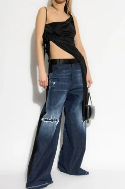 Dsquared2 GRANATOWY Jeansy z szerokimi nogawkami