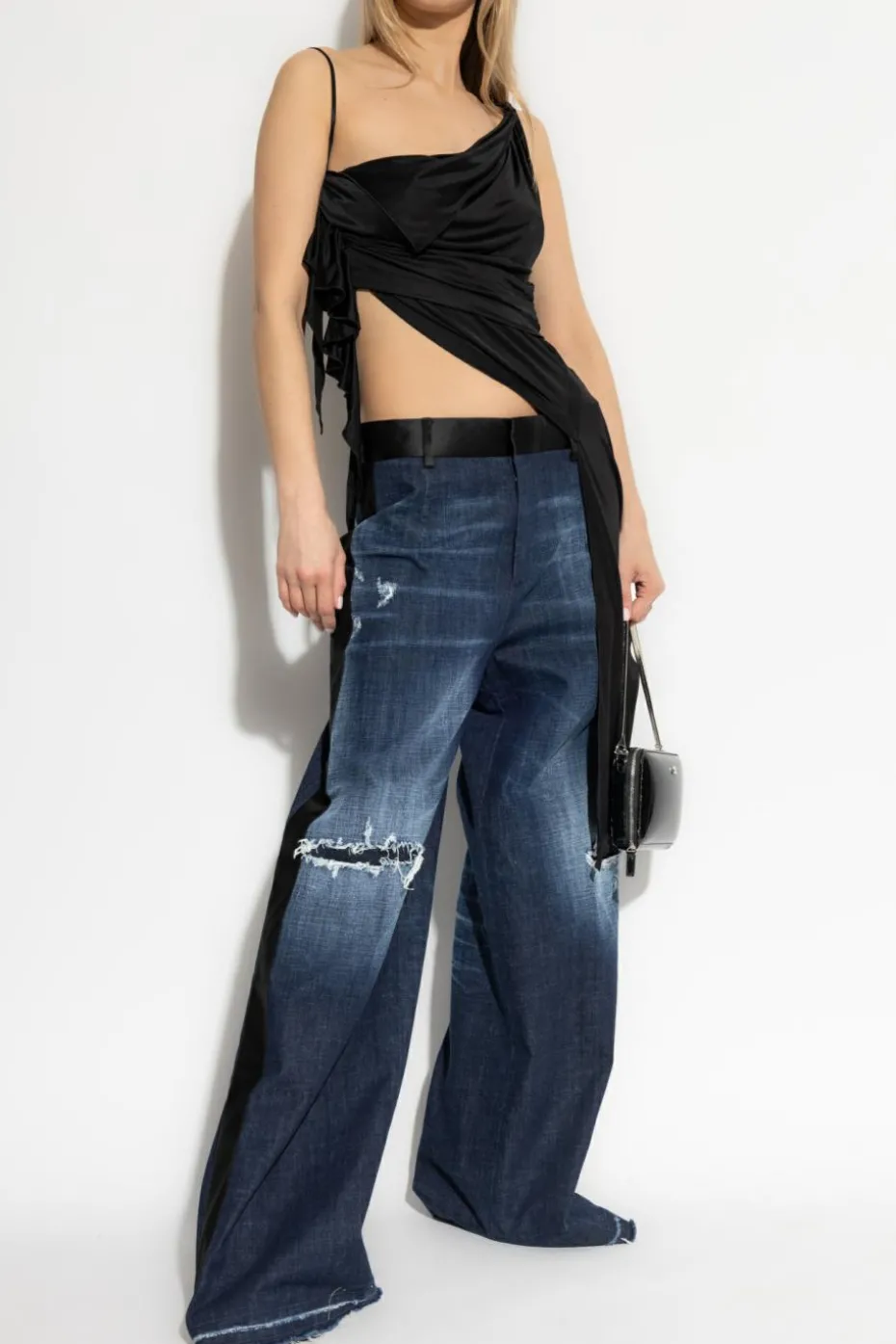Dsquared2 GRANATOWY Jeansy z szerokimi nogawkami