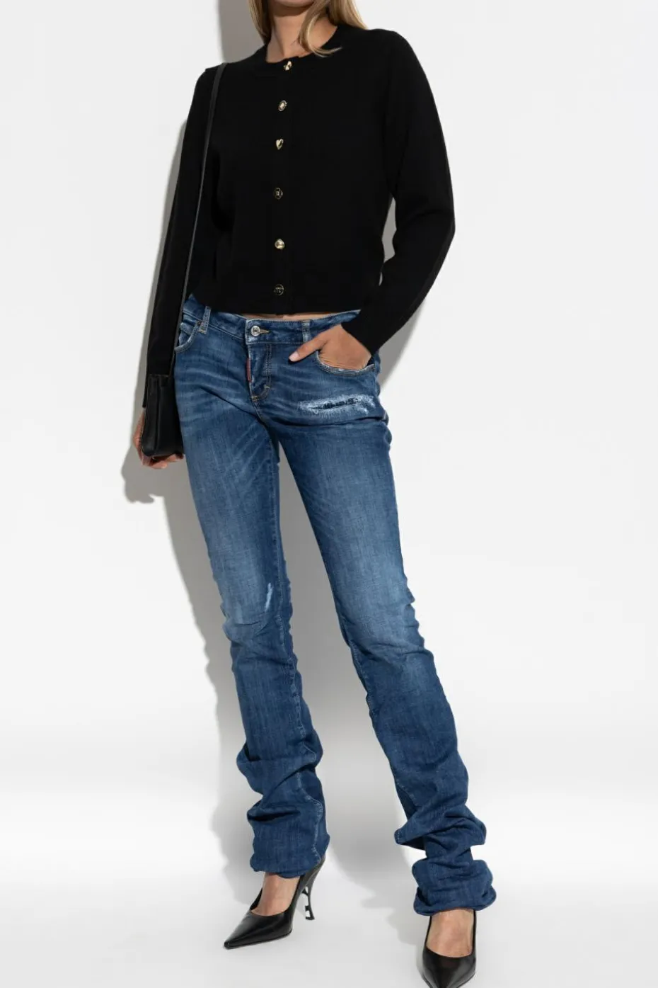 Dsquared2 GRANATOWY Jeansy `Bootcut Sharpei`