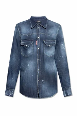 Dsquared2 GRANATOWY Koszula jeansowa