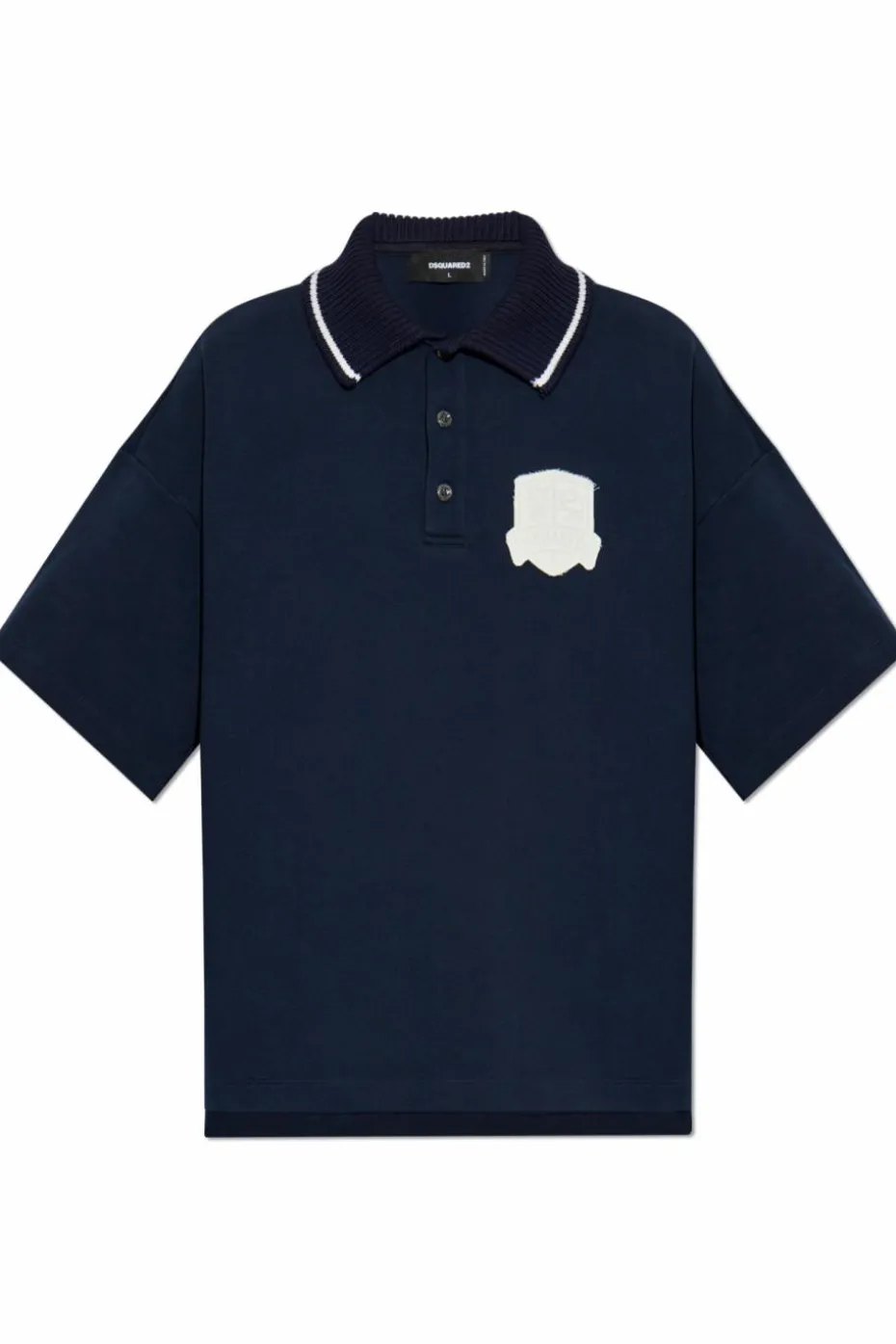 Dsquared2 GRANATOWY Polo z naszywką