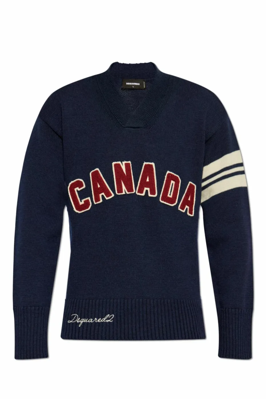 Dsquared2 GRANATOWY Sweter z dekoltem w serek