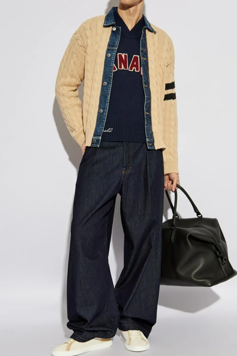 Dsquared2 GRANATOWY Sweter z dekoltem w serek