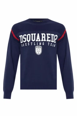 Dsquared2 GRANATOWY Sweter z logo