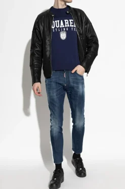 Dsquared2 GRANATOWY Sweter z logo
