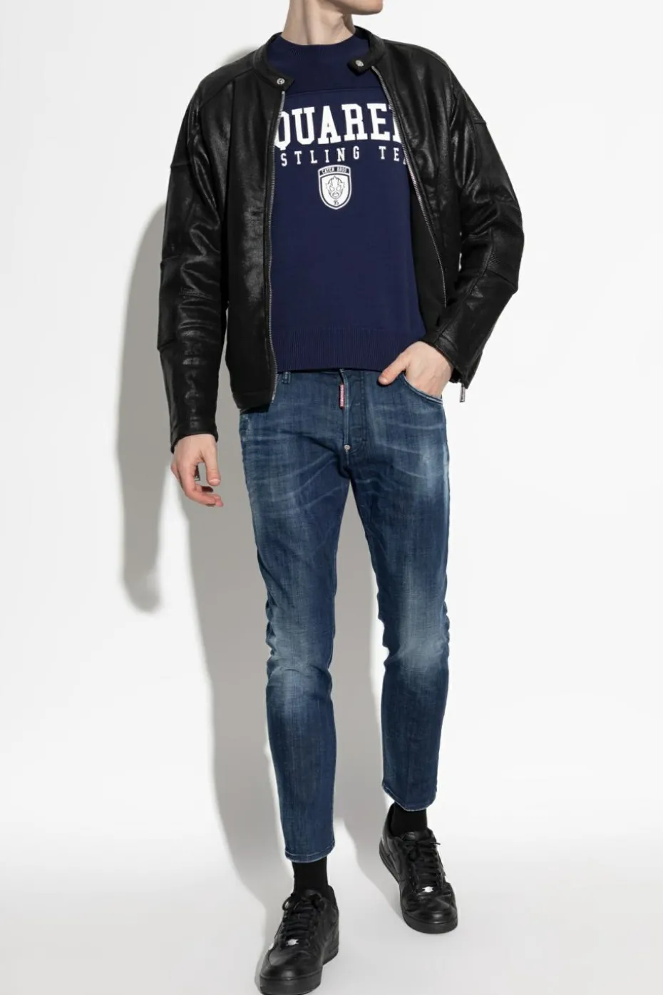 Dsquared2 GRANATOWY Sweter z logo