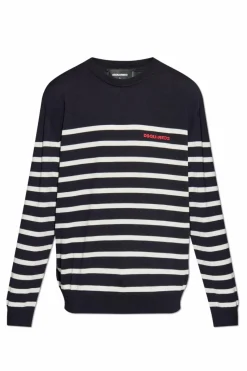 Dsquared2 GRANATOWY Sweter z logo