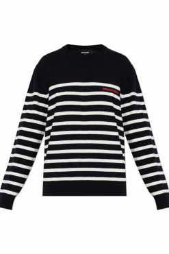 Dsquared2 GRANATOWY Sweter z logo