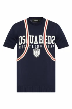 Dsquared2 GRANATOWY Sweter z logo