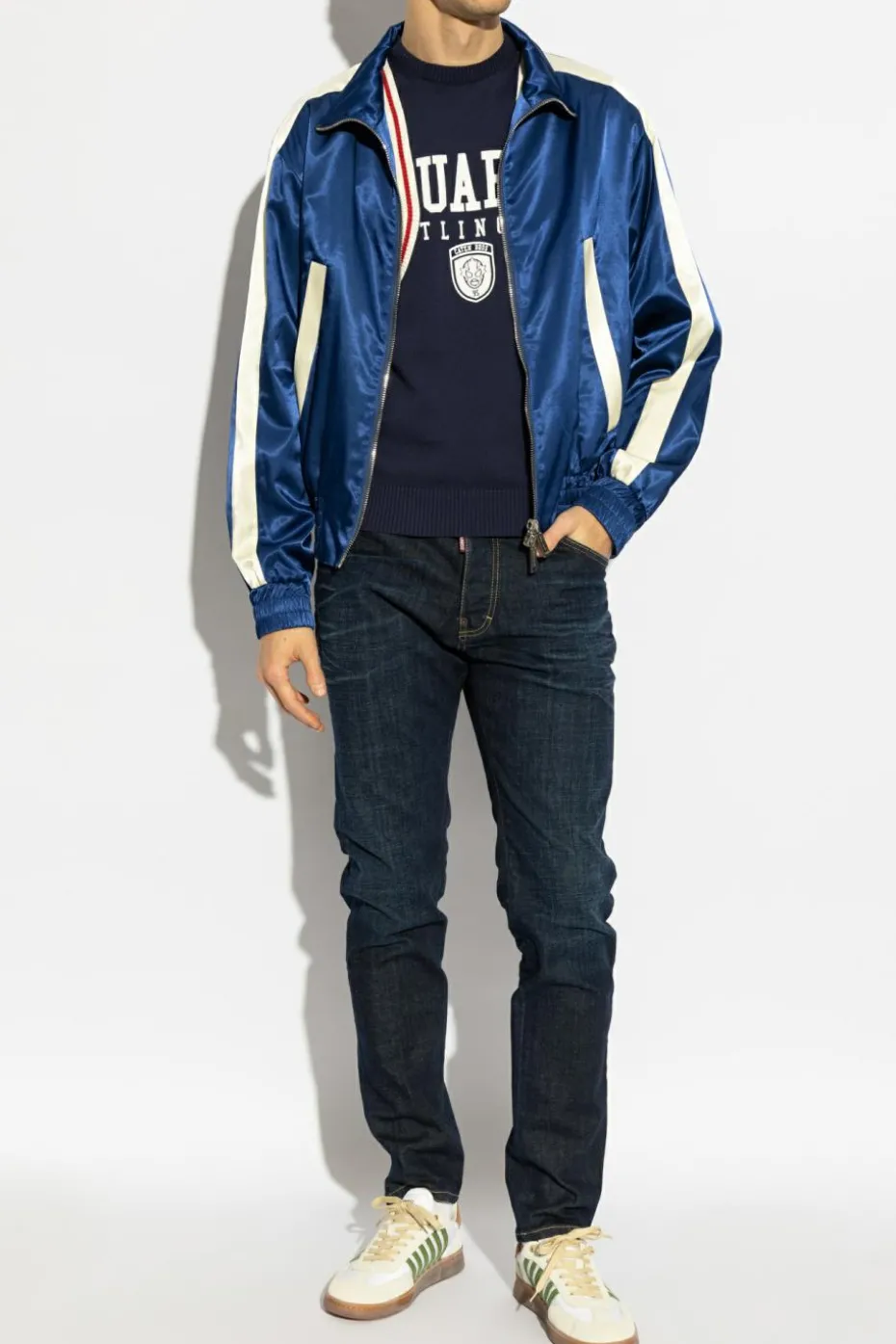 Dsquared2 GRANATOWY Sweter z logo