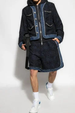 Dsquared2 GRANATOWY Szorty z łączonych materiałów