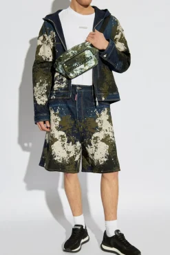 Dsquared2 GRANATOWY Szorty z efektem plam po frabie