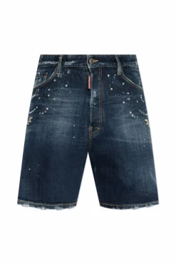 Dsquared2 GRANATOWY Szorty z kamieniami