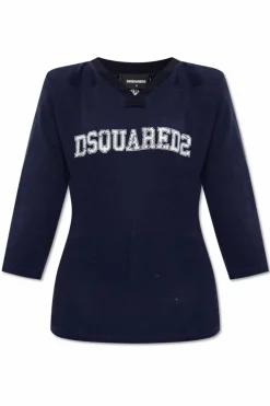 Dsquared2 GRANATOWY T-shirt z logo
