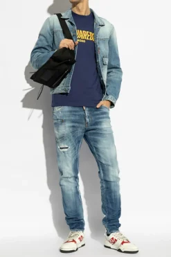 Dsquared2 GRANATOWY T-shirt z logo