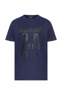 Dsquared2 GRANATOWY T-shirtz nadrukiem