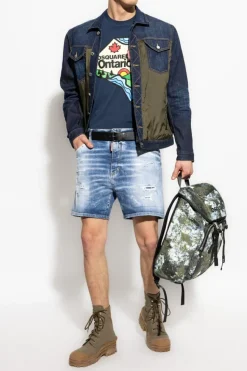 Dsquared2 GRANATOWY T-shirt z nadrukiem