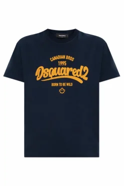 Dsquared2 GRANATOWY T-shirt z logo