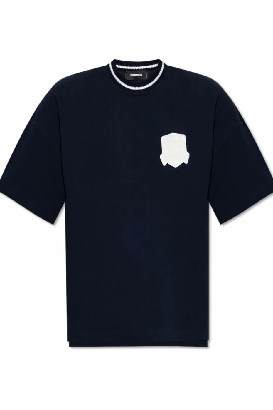 Dsquared2 GRANATOWY T-shirt z naszywką