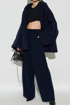 Dsquared2 GRANATOWY Wełniane spodnie
