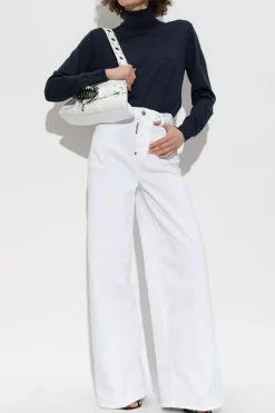 Dsquared2 GRANATOWY Wełniany golf z logo