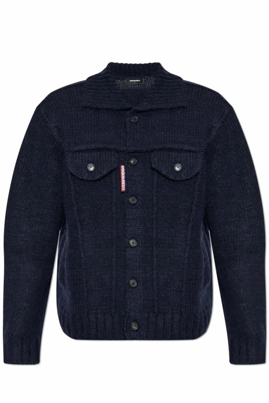 Dsquared2 GRANATOWY Wełniany kardigan
