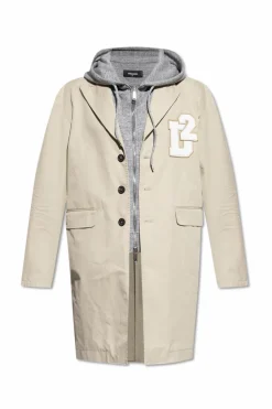 Dsquared2 kremowy Bawełniany płaszcz