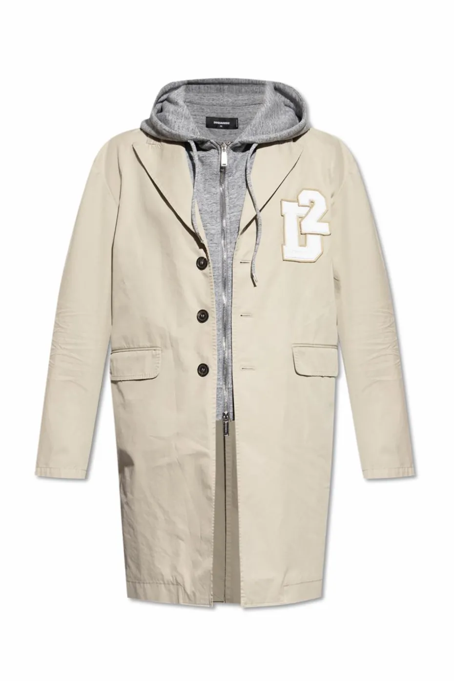 Dsquared2 kremowy Bawełniany płaszcz