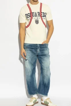 Dsquared2 kremowy Sweter z logo