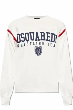 Dsquared2 kremowy Sweter z logo