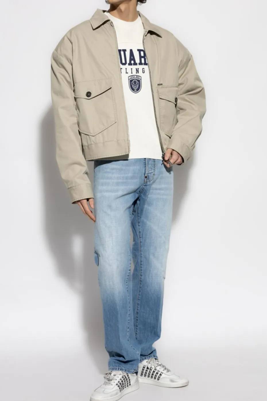 Dsquared2 kremowy Sweter z logo