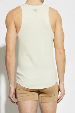 Dsquared2 kremowy T-shirt bez rękawów kapsuła 'Summer Lovers'