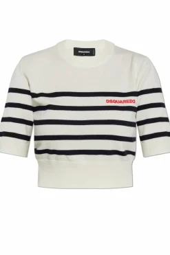 Dsquared2 kremowy Wełniany top