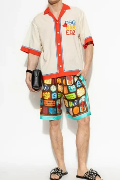 Dsquared2 MULTIKOLOR Jedwabne szorty kapsuła `Summer Lovers`