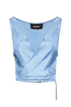 Dsquared2 NIEBIESKI Jedwabny top