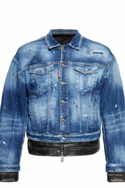Dsquared2 NIEBIESKI Podwójna kurtka jeansowo-skórzana