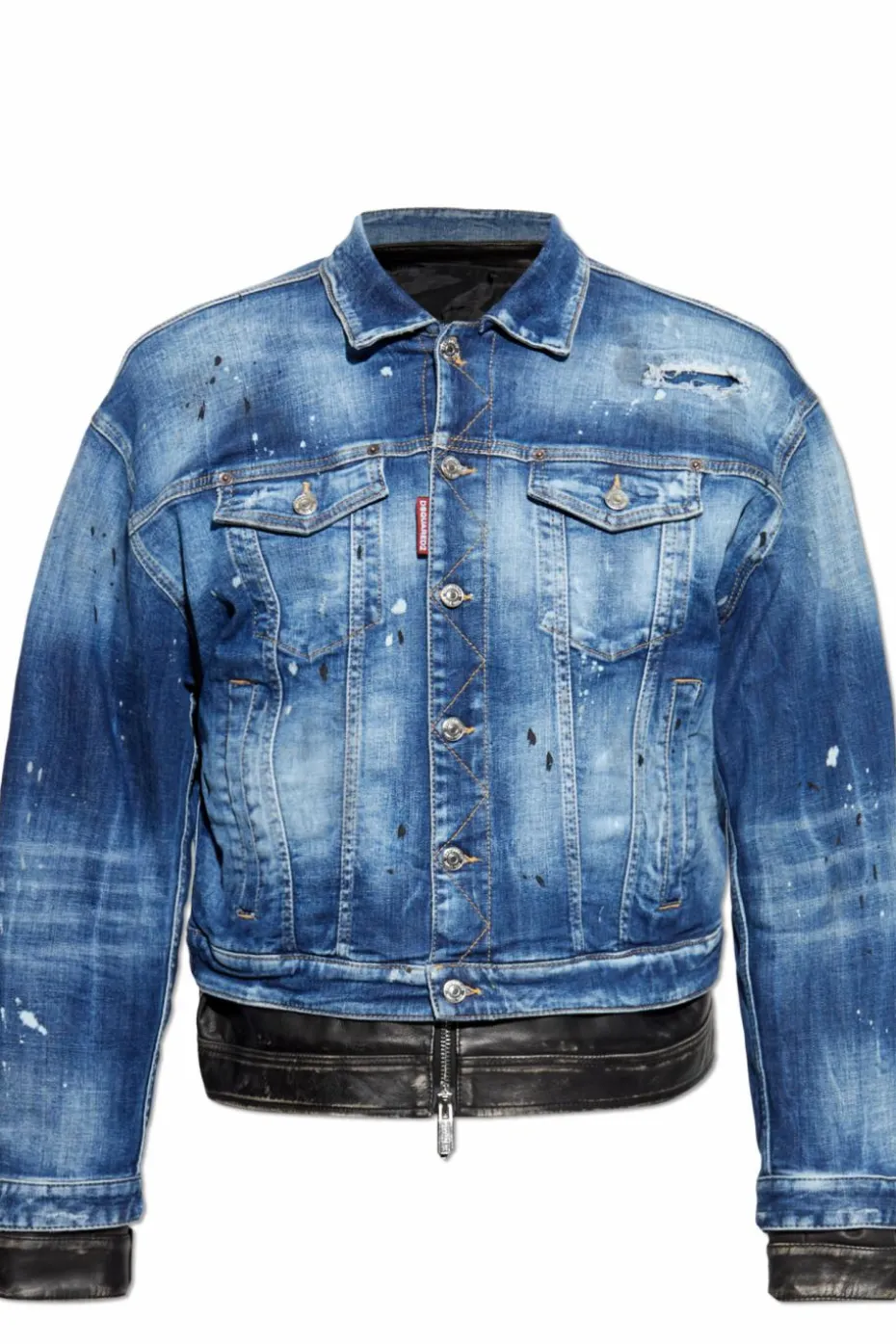 Dsquared2 NIEBIESKI Podwójna kurtka jeansowo-skórzana