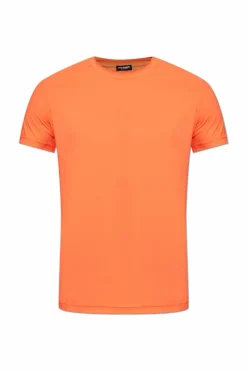 Dsquared2 POMARAŃCZOWY T-shirt z bieliźniany z okrągłym dekoltem