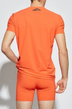 Dsquared2 POMARAŃCZOWY T-shirt z bieliźniany z okrągłym dekoltem