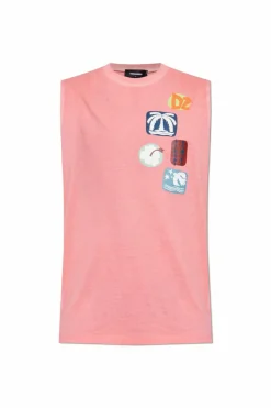 Dsquared2 RÓŻOWY T-shirt bez rękawów kapsuła `Summer Lovers`