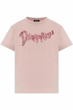 Dsquared2 RÓŻOWY T-shirt z aplikacją
