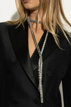 Dsquared2 SREBRNY Naszyjnik z połyskującymi kryształami